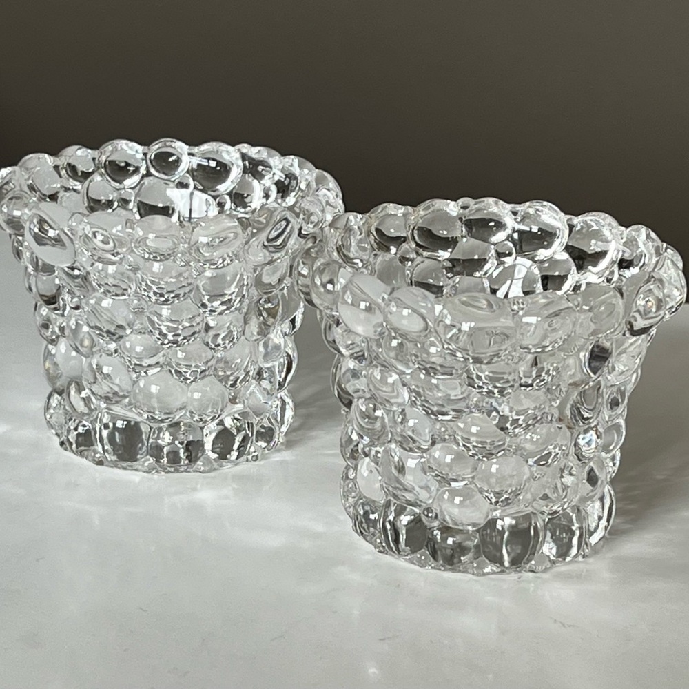 PartyLite Tiny Bubbles textured glass candle holders
